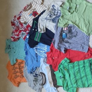 Boys short sleeve shirts and onesies bundle of 13